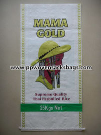 25kg BOPP Lamiated PP Dokuma Pilav Çantaları / MAMA GOLD Çok Renkli Baskı Pilleri Tedarikçi